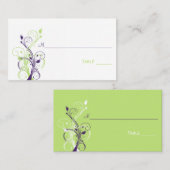 パープルグリーンホワイトフローラ座席表 プレイスカード (正面/裏面)