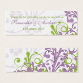 パープルグリーンホワイトフローラ結婚式の引き出物ラベル (正面&裏面)