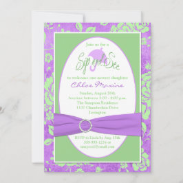 パープルグリーンホワイトフローラsipと参照招待状2 招待状