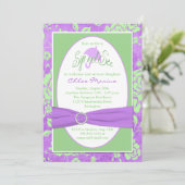 パープルグリーンホワイトフローラsipと参照招待状2 招待状 (スタンド正面)