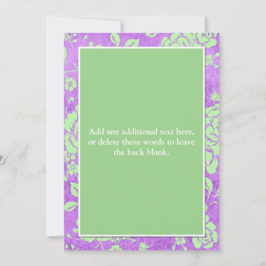 パープルグリーンホワイトフローラsipと参照招待状2 招待状 (裏面)