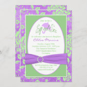 パープルグリーンホワイトフローラsipと参照招待状2 招待状 (正面/裏面)