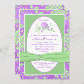 パープルグリーンホワイトフローラSip and See招待状 招待状 (正面/裏面)