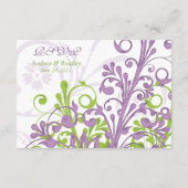 パープルグリーンホワイト抽象芸術フローラ結婚式rsvp 出欠カード (裏面)