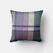 パープルグリーンマドラスパターン混合物 クッション (裏面)