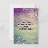 パープルグリーンマルディグラスビーズマスクマスカレードRSVP 出欠カード (裏面)