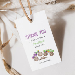 パープルグリーンモンスター トラックの誕生日ギフトタグ ギフトタグ