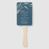 パープルグリーンユーカリ |青い結婚式 プログラムファン ハンドファン (正面)