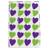 パープルグリーンラブハートパターン ミディアムペーパーバッグ (裏面)