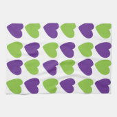 パープルグリーンラブハート キッチンタオル (横)