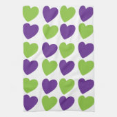 パープルグリーンラブハート キッチンタオル (縦)