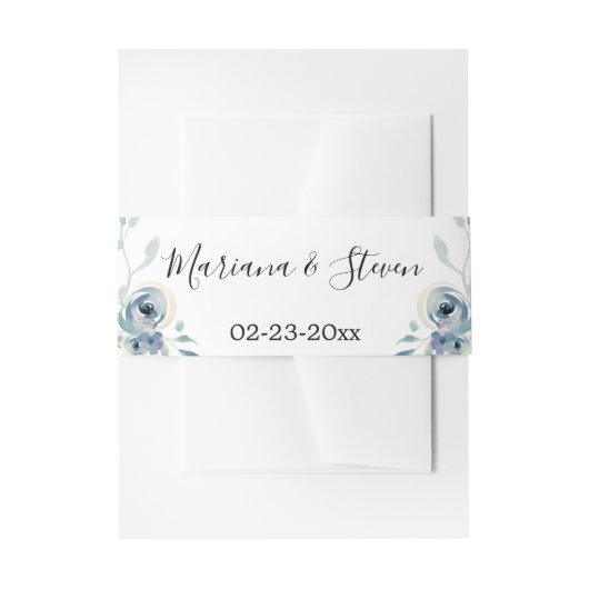 パープルグリーンリーフローラエレガントな結婚式 招待状ベリーバンド (正面例)