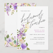 パープルグリーンリーフローラブリデスメイドルンチョン 招待状 (正面/裏面)