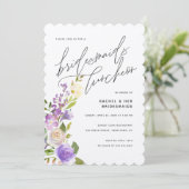 パープルグリーンリーフローラブリデスメイドルンチョン 招待状 (スタンド正面)