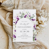 パープルグリーンリーラベンダーアーチ結婚式招待状 招待状