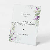 パープルグリーンリーラベンダーゲストブックサイン 台座サイン (正面)