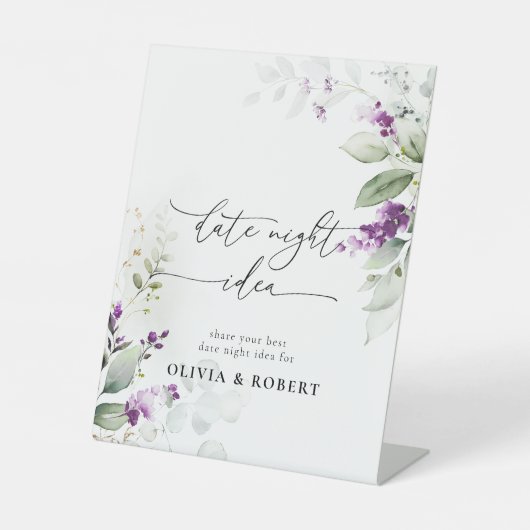 パープルグリーンリーラベンダーデイトナイトアイディアサイン 台座サイン (正面)