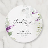 パープルグリーンリーラベンダーブライダルシャワーギフトラベル フェイバータグ (正面)