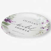 パープルグリーンリーラベンダーブライダルシャワー紙プレート ペーパープレート (アングル)