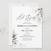 パープルグリーンリーラベンダーベビーシャワー招待状 招待状 (正面)