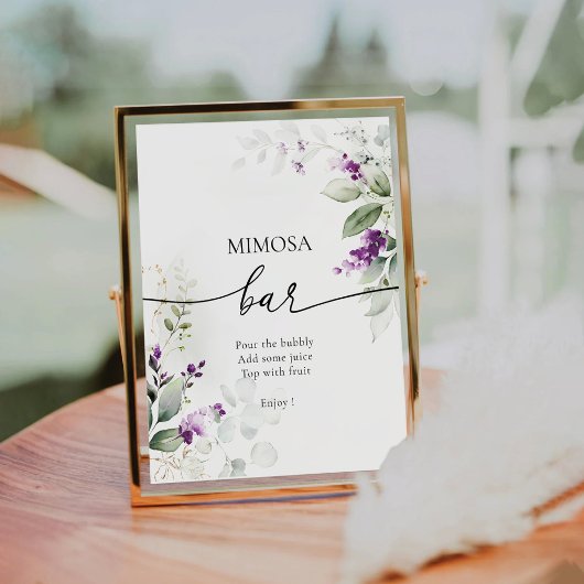 パープルグリーンリーラベンダーミモザバーサイン 台座サイン