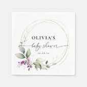 パープルグリーンリーラベンダー紙ナプキンス スタンダードカクテルナプキン (正面)