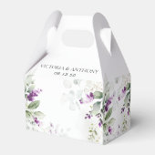 パープルグリーンリーラベンダー結婚式の引き出物ボックス フェイバーボックス (裏面サイド)