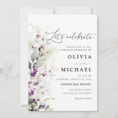 パープルグリーンリーラベンダー結婚式招待状 招待状 (正面)