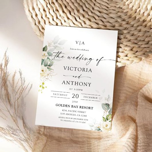 パープルグリーンリーラベンダー結婚式招待状 招待状