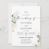 パープルグリーンリーラベンダー結婚式招待状 招待状 (正面)