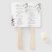 パープルグリーンリーラベンダー結婚式 プログラムハンドファン ハンドファン (正面&裏面)