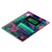 パープルグリーンレッド抽象芸術ネオンライツメドレー ノートブック (左側)