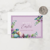 パープルグリーンヴィンテージフローライースター ノートカード (正面/裏面インサイチュ)