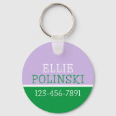 パープルグリーン名門私立校風のバックパーソナライズされたパックラベル キーホルダー (裏面)