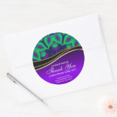 パープルグリーン喜びありがとうラウンドステッカー ラウンドシール (封筒)