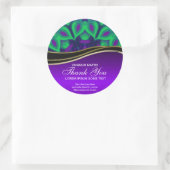 パープルグリーン喜びありがとうラウンドステッカー ラウンドシール (バッグ)