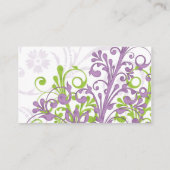 パープルグリーン結婚フローラのプレイスカードまたはエスコート プレイスカード (裏面)
