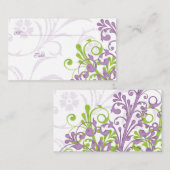パープルグリーン結婚フローラのプレイスカードまたはエスコート プレイスカード (正面/裏面)
