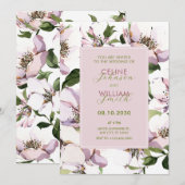 パープルグリーン結婚フローラ 招待状 (正面/裏面)