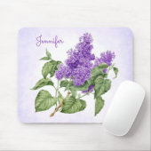 パープルグリーン薄紫フラワー名前をカスタムする植物学 マウスパッド (マウス)