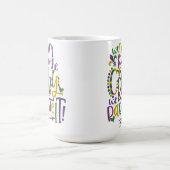 パープルグリーン金ゴールドグリッタールックマルディグラ コーヒーマグカップ (中央)