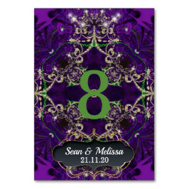 パープルグリーン金ゴールドスパークルテーブル番号カード テーブルナンバー