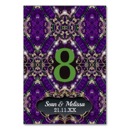 パープルグリーン金ゴールドスパークルユニークイベント テーブルナンバー