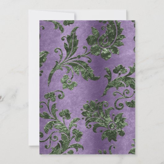 パープルグリーン金ゴールドフローラクインセアニラ招待状 招待状 (裏面)