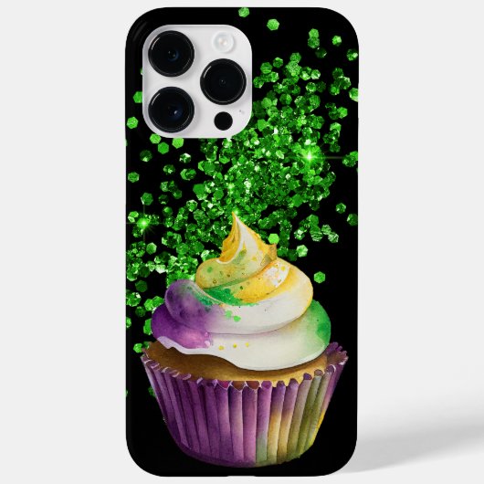 パープルグリーン金ゴールドマルディグラスカップケーキ Case-Mate iPhoneケース (裏面)