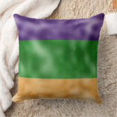パープルグリーン金ゴールドマルディグラストライプス クッション (ブランケット)