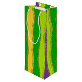 パープルグリーン金ゴールドマルディグラストライプス ワインギフトバッグ (裏面アングル)
