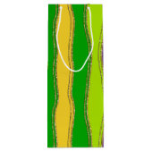 パープルグリーン金ゴールドマルディグラストライプス ワインギフトバッグ (裏面)