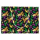 パープルグリーン金ゴールドマルディグラスフェザー ラージペーパーバッグ (裏面)