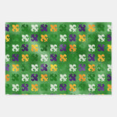 パープルグリーン金ゴールドマルディグラスフルーアディリスダイヤモンド ラッピングペーパーシート (正面3)